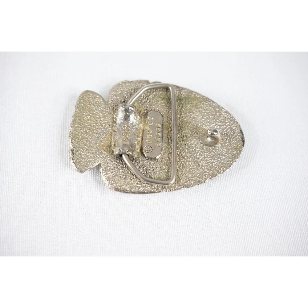 PSS Belt Buckle Vintage 80s Silver Red Blue Good Arrowhead Native American Chief